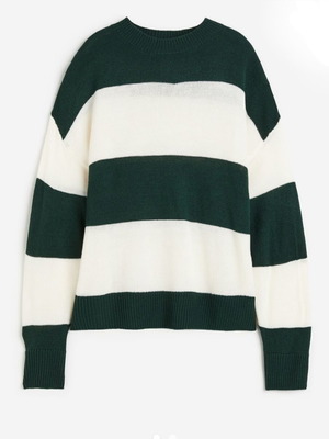 H&M sweater new, size S, white and green