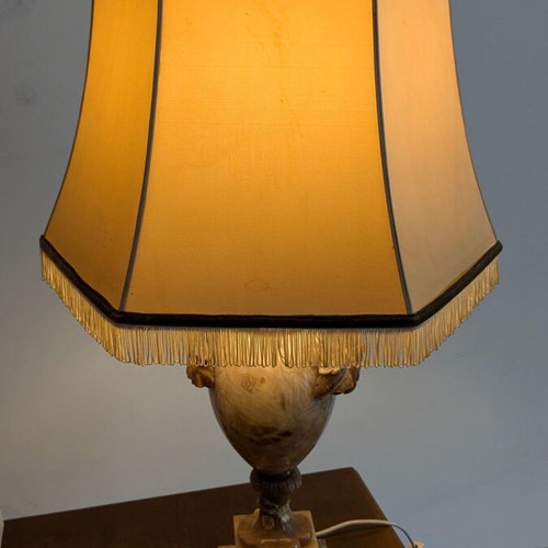 Vintage table lamp made of natural onyx alabaster, classic style
