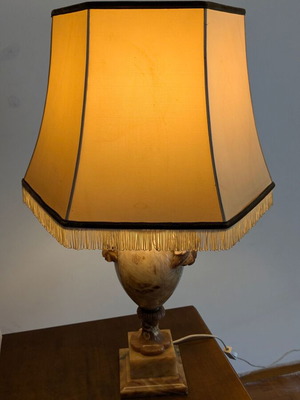 Vintage table lamp made of natural onyx alabaster, classic style