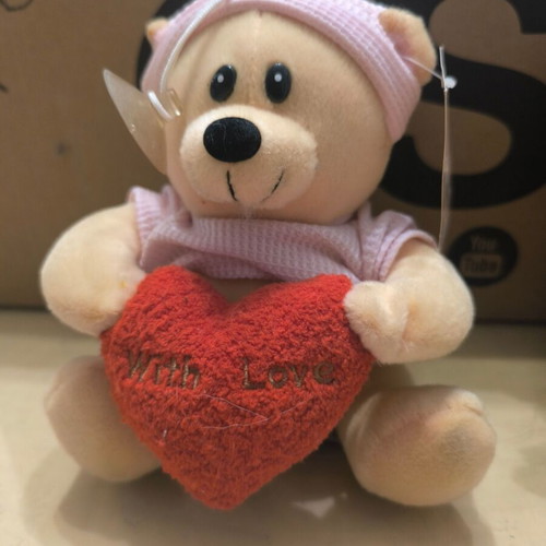 Stuffed bear with heart “With Love” like new