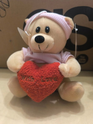 Stuffed bear with heart “With Love” like new