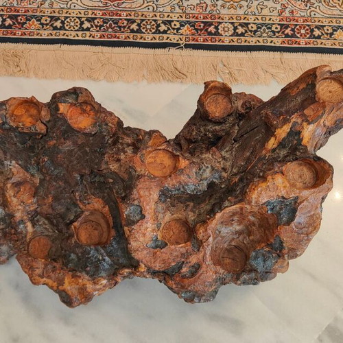 Decorative tree root log like new with tealight candle holders