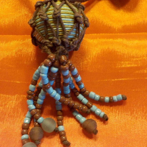 Necklace made of triple cord and beads handmade, 70cm length