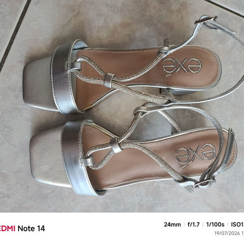 Exe silver leather sandals size 37 like new