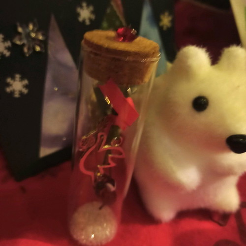 Christmas charm new in glass bottle with evil eye and small gem