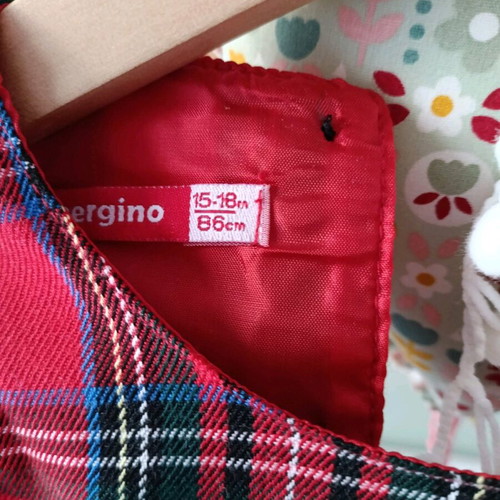Energino red check dress 15-18 months like new