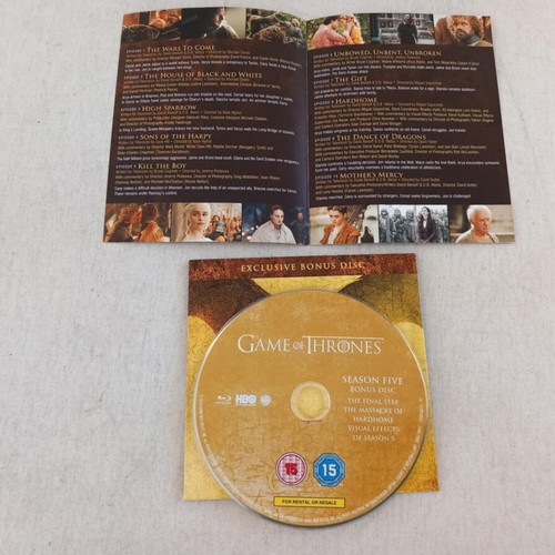 Game of Thrones The Complete Fifth Season Blu-ray used with subtitles