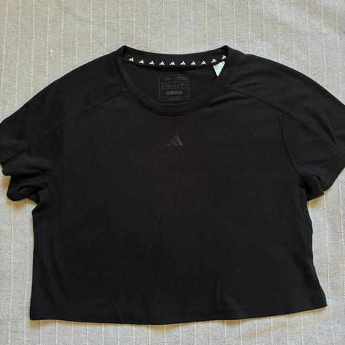 Adidas AEROREADY Train Essentials 3 Bar Logo Cropped T-Shirt, black, XS