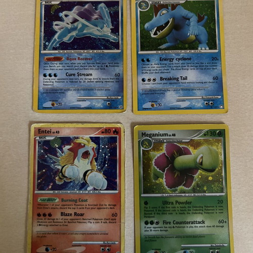 Pokemon cards used, set of 4 collectible cards