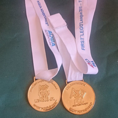 Set of 2 Official LEGO Robotics Medals FLL FLL Jr. 2015 & 2017 like new