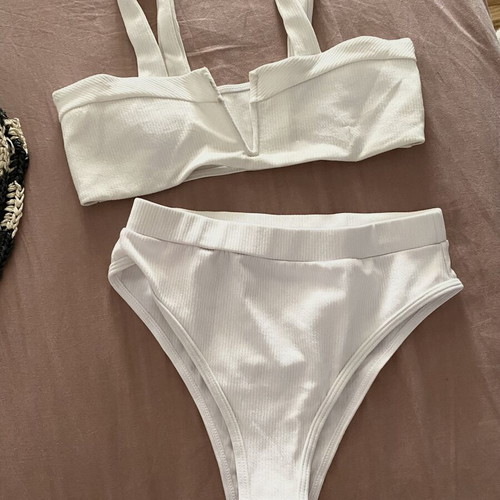 White bikini very high-waisted, like new