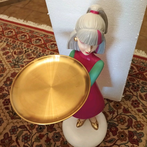 Christmas decorative red pink girl with tray new
