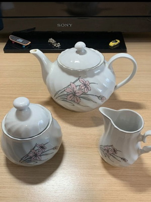 Tea pot set used with floral design