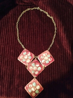 %!SPRING OFFERS!%VIRGINIA RED necklace Κολιέ χειροποίητο,τεχνική με χαλκο κ υγρό γυαλι-πολ