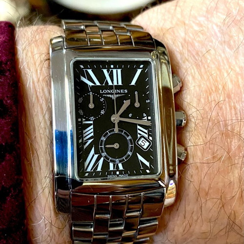 Longines χρονογράφος ανδρικός ατσάλινος σαν καινούργιος, μαύρο και ασημί