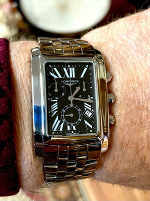 Longines χρονογράφος ανδρικός ατσάλινος σαν καινούργιος, μαύρο και ασημί