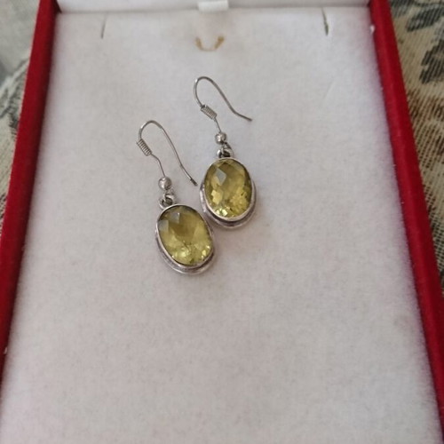 Silver earrings with oval natural citrine stones like new
