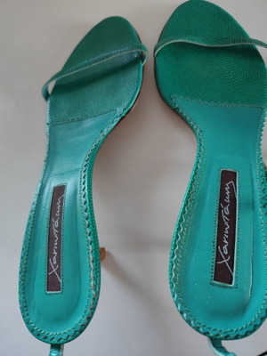 Chaniotakis emerald green leather sandals like new, EU 40