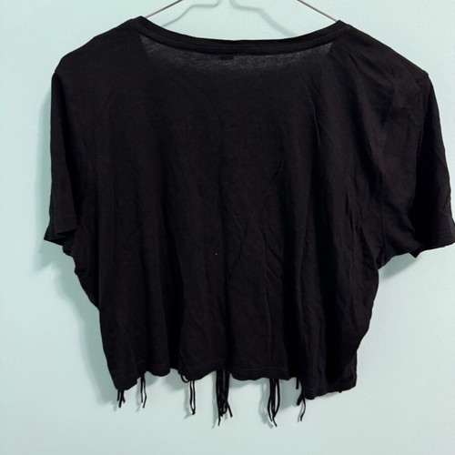 Crop Top Tally Weijl used with fringes and elephant print black, size S