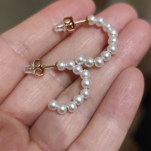 Earrings hoops with pearls stainless steel new