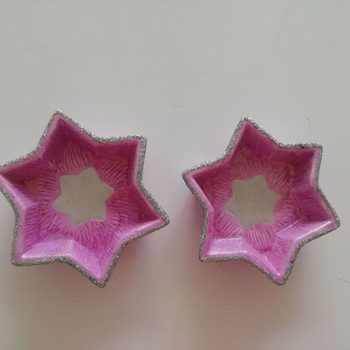 Christmas ceramic bowl set new, fuchsia with silver glitter