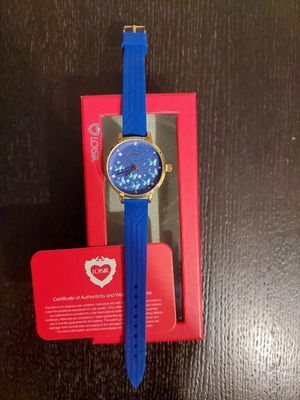 Loisir Butterfly watch with blue silicone strap and dial, new