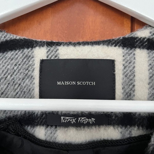 Maison Scotch women's coat new, 50% wool 50% polyester, leather details