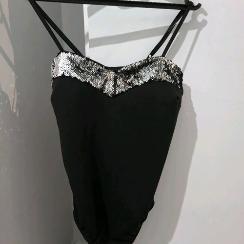 Black bodysuit with silver/black sequins like new