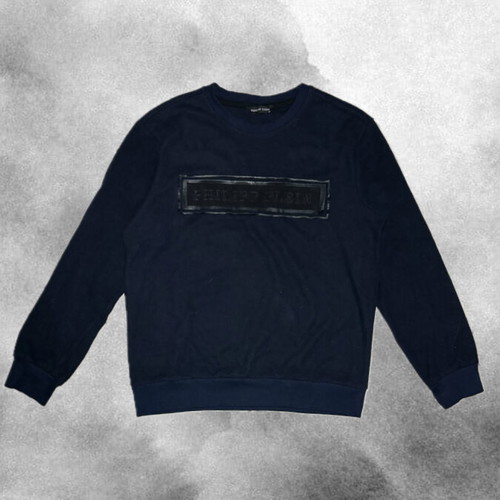 Phillip Plein Navy sweatshirt with embossed logo used