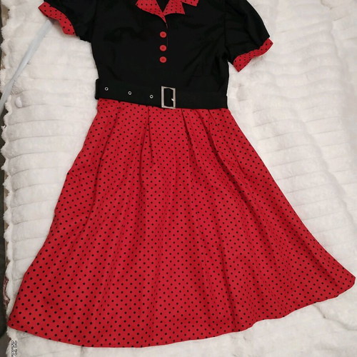 Polka Dot dress without lining like new size M 38 10 red and black