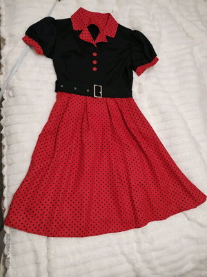 Φόρεμα Polka Dot χωρίς φόδρα, σαν καινούργιο, μέγεθος M 38 10, κόκκινο και μαύρο