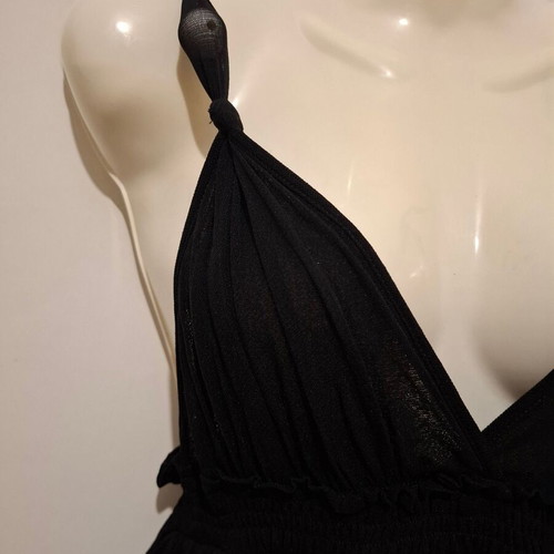 Vintage Jean Paul Gaultier Black Semi-Sheer Midi Dress used Size M