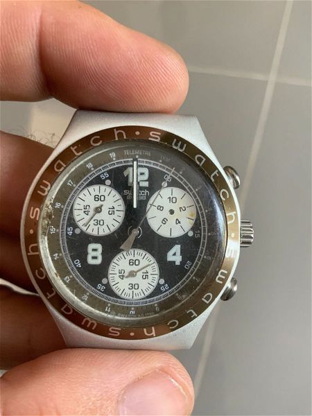  Swatch Irony Chrono Aluminium YCS1004 MENGEDENGA vintage swiss quartz watch roloi chiros chronografos