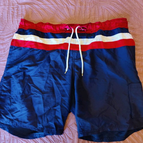 Men's swim shorts blue striped like new, size XL