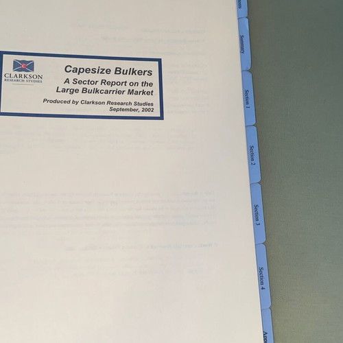 Capesize Bulkers Sector Report by Clarkson Research Studies 2002 like new