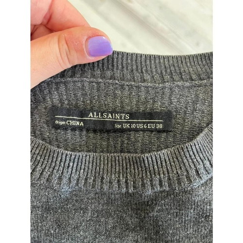AllSaints Women Tide Jumper Sweater used, size UK10 EU38, grey cotton