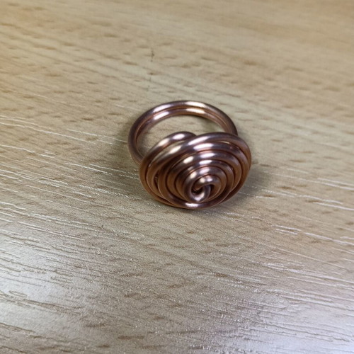 Copper ring handmade from scratch, new, twisted design, size 17.3