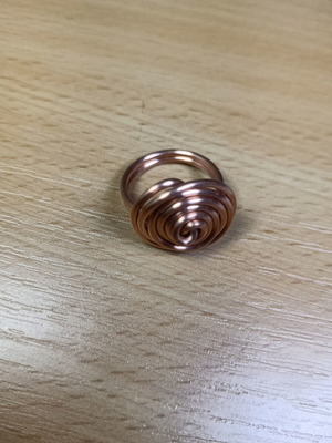 Copper ring handmade from scratch, new, twisted design, size 17.3
