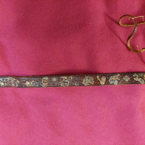Leather children's bracelet used brown tied with cord