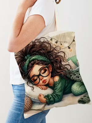 Fabric shoulder bag sleeping girl new