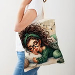 Fabric shoulder bag sleeping girl new