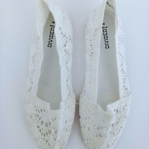 H&M ballet flats with knitted lace new, white, size 39