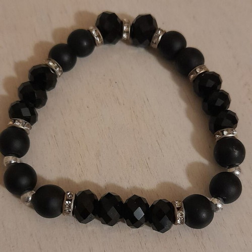 Elastic bracelet new black with silver