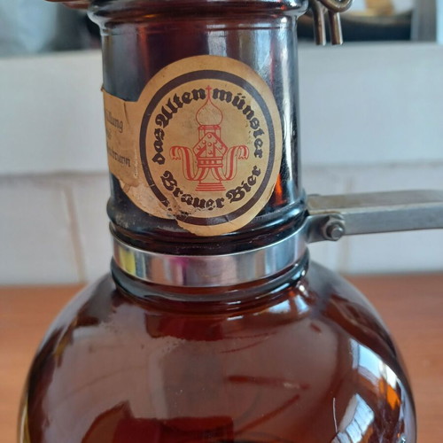 Vintage German glass beer bottle growler 2 liters used