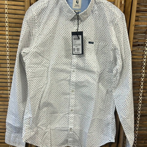 Garcia Stretch Printed Long Sleeve Shirt, White, Size L
