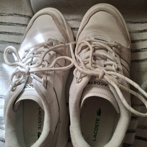 Lacoste sneakers used, white with suede details, size 38