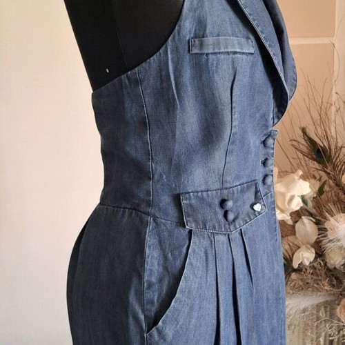 Daniele Alessandrini denim tunic-vest like new, blue with crystal hearts