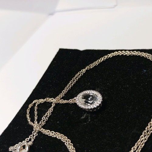 925 Necklace with White Topaz 6x8 and European Zircons new
