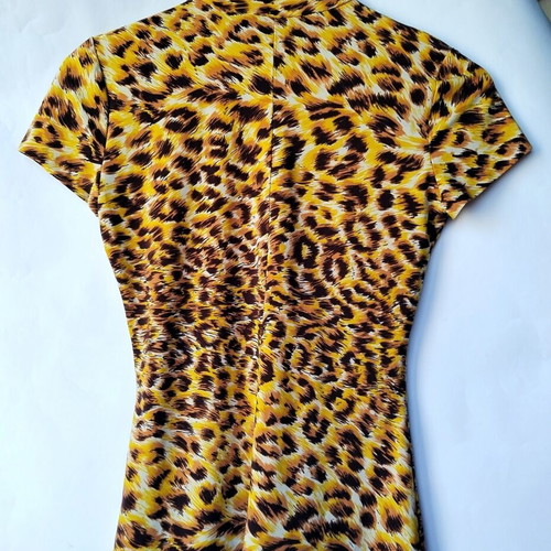 Norma Kamali rusty yellow leopard print blouse like new, size S