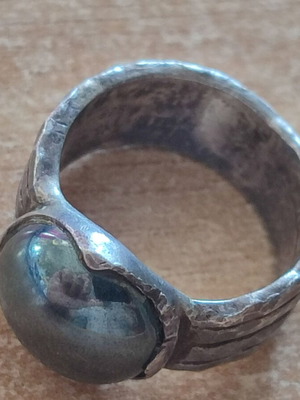 Unisex Handmade 925 Silver Ring with Hematite, 14g